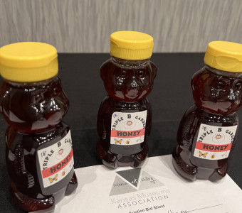 Three honey bears with local honey from Triple B Gardens