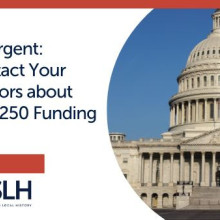 Urgent: Contact Your Senators about America 205 Funding with the AASLH logo and an image of the US Capitol on the right.