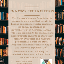 Over a background of books on shelves, the text explains the KMA 2026 Poster Session and the KMA logo is in the bottom right.