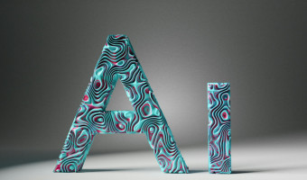 Computer generated image of the letters A and I with turquoise and fuschia swirls on them - photo by Neeqolah Creative Works on Unsplash.