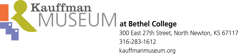 Image of Kauffman Museum at Bethel College Logo with address, phone number and website